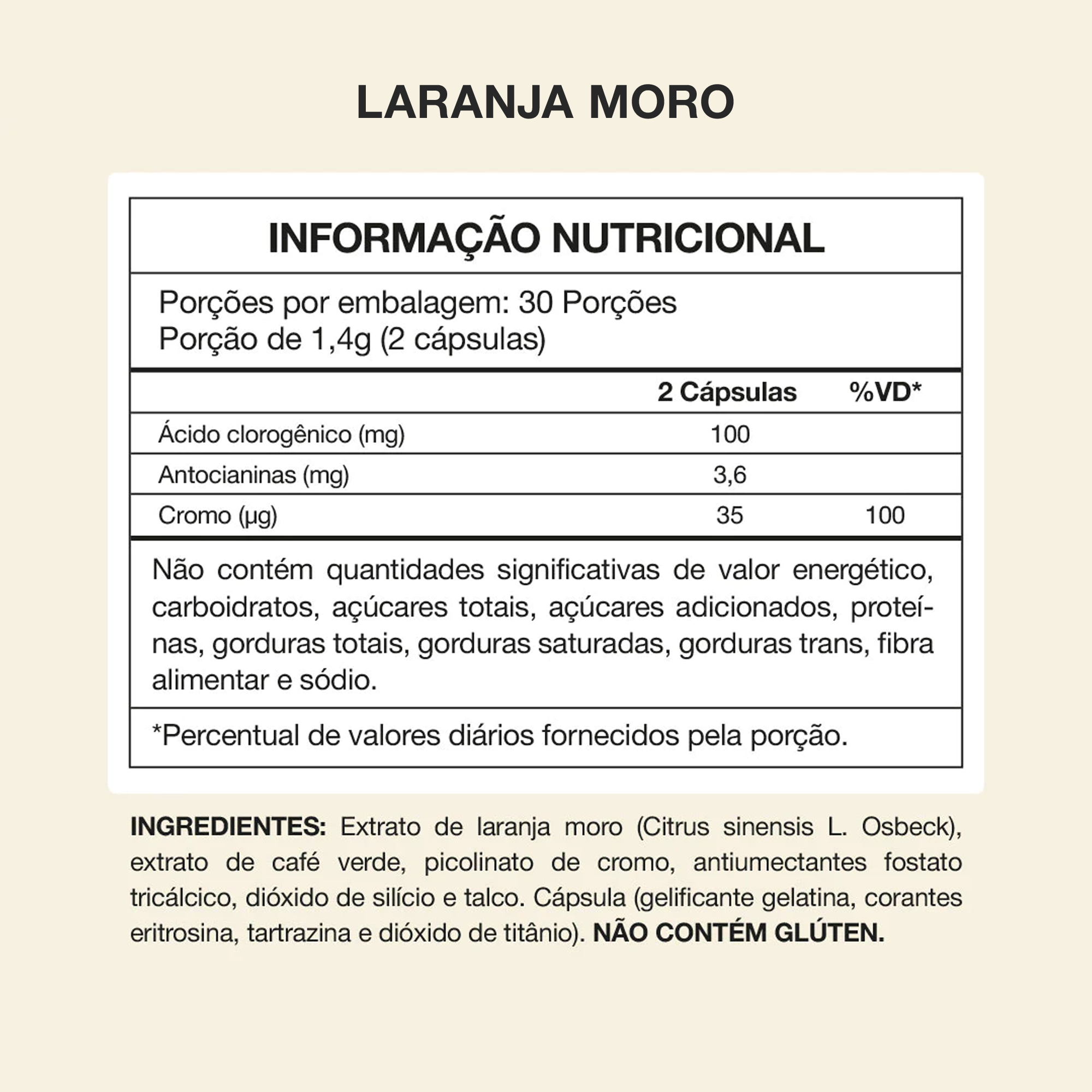 tabela nutricional laranja moro